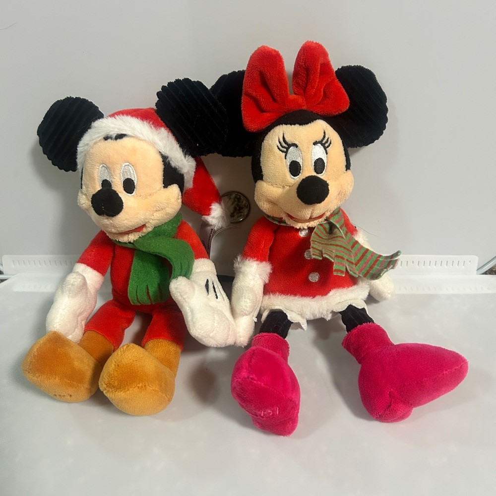 Disney Mickey and Minnie Mouse Holiday Plush Set Scentsy Buddies KEYCHAINS